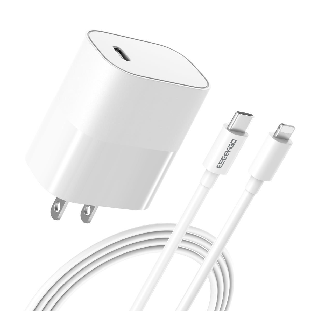 ESEEKGO T-22UL Travel Adapter Type-C To 8 PIN Fast Charging Cable (10/100)