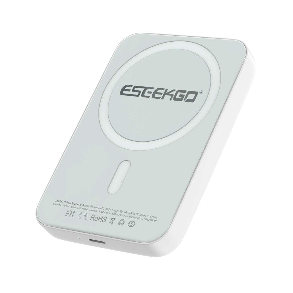 ESEEKGO P-05B 5000mAh 15W Wireless Power Bank USB-C To C Charging Cable (15/90)