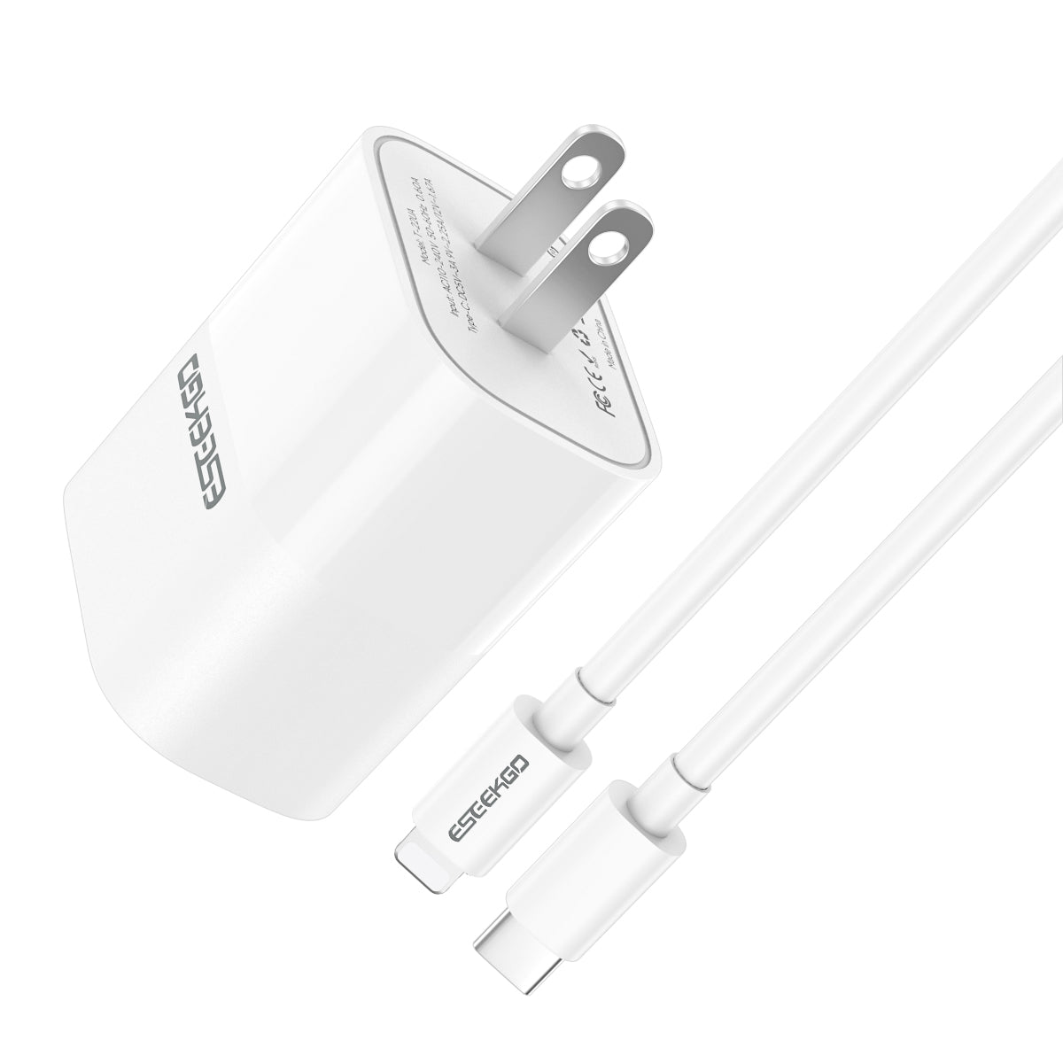 ESEEKGO T-22UL Travel Adapter Type-C To 8 PIN Fast Charging Cable (10/100)