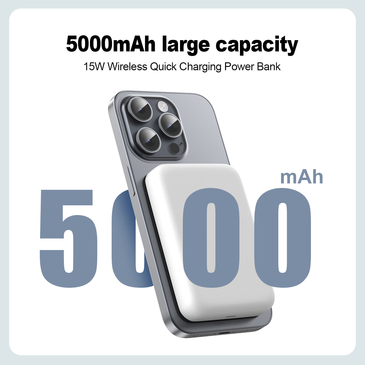 ESEEKGO P-05B 5000mAh 15W Wireless Power Bank USB-C To C Charging Cable (15/90)