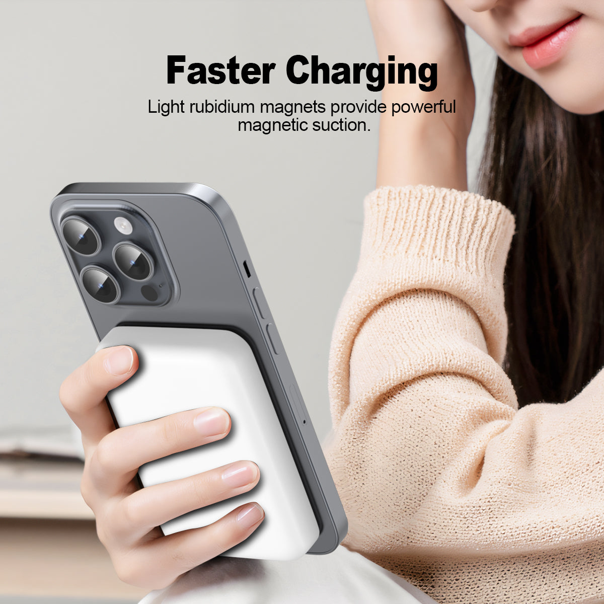 ESEEKGO P-05B 5000mAh 15W Wireless Power Bank USB-C To C Charging Cable (15/90)