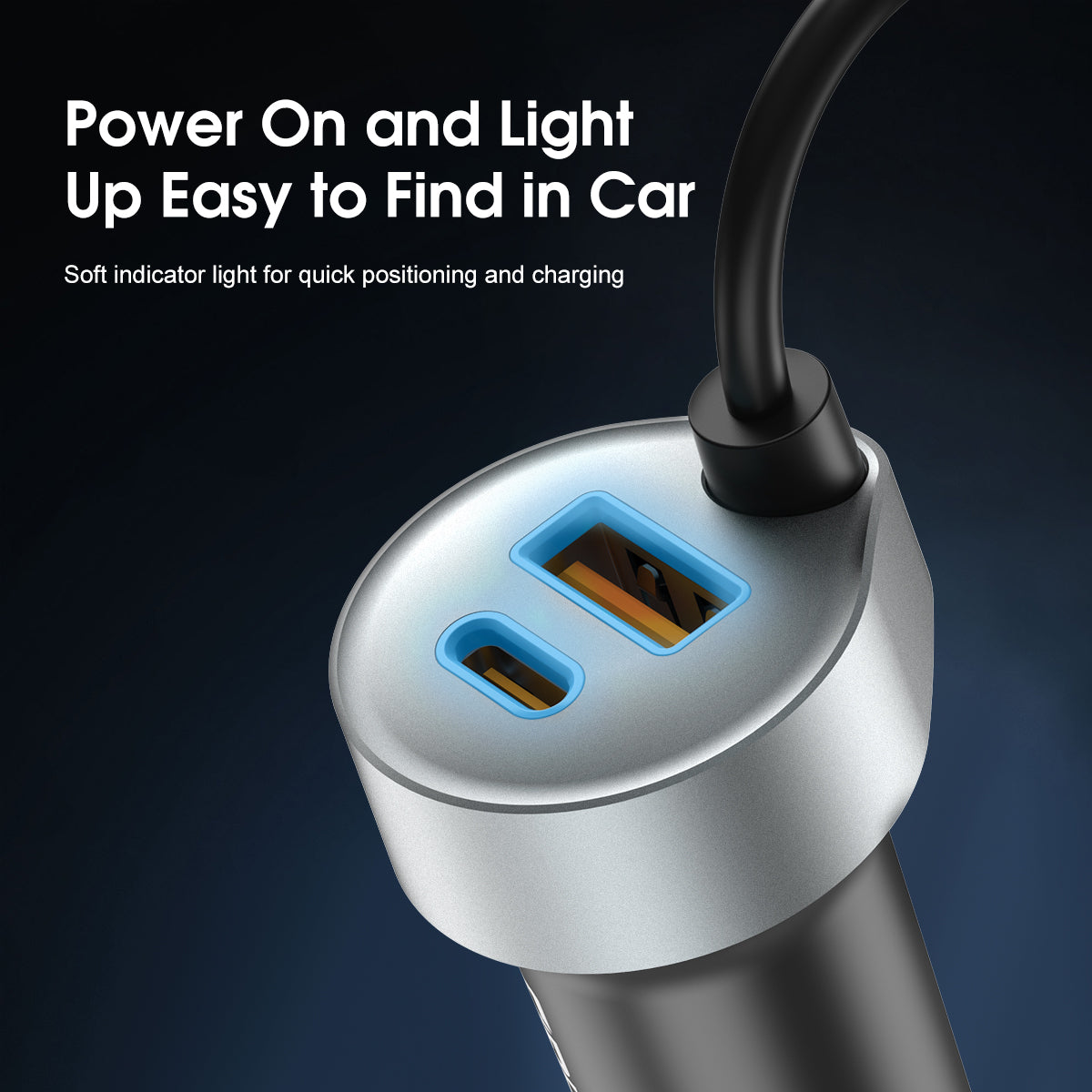 ESEEKGO C-35BK Retractable 60W Car Charger with 3 In 1 Cable (9/90)