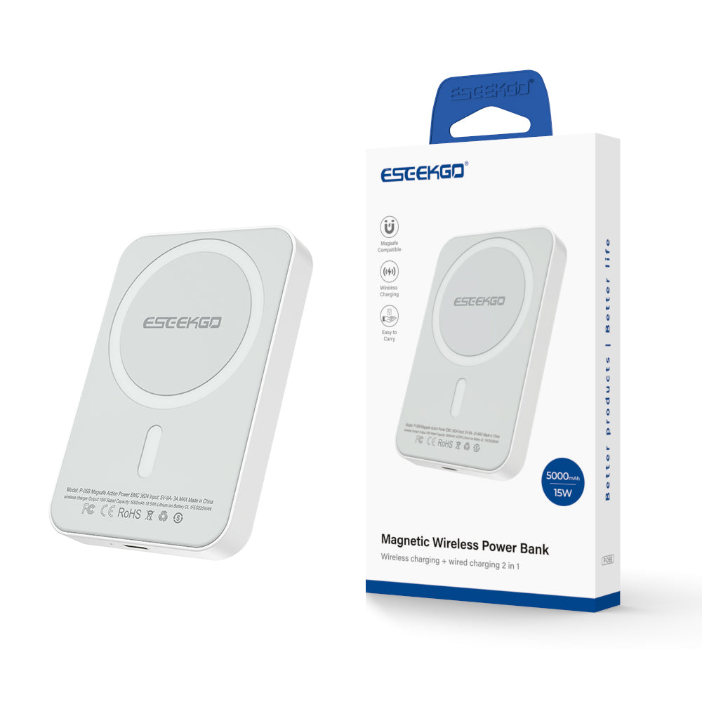 ESEEKGO P-05B 5000mAh 15W Wireless Power Bank USB-C To C Charging Cable (15/90)
