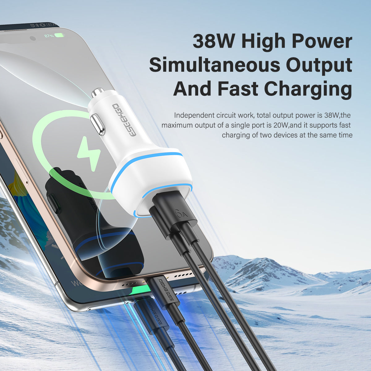 ESEEKGO C-15BT 38W LED Car Charger (10/100)