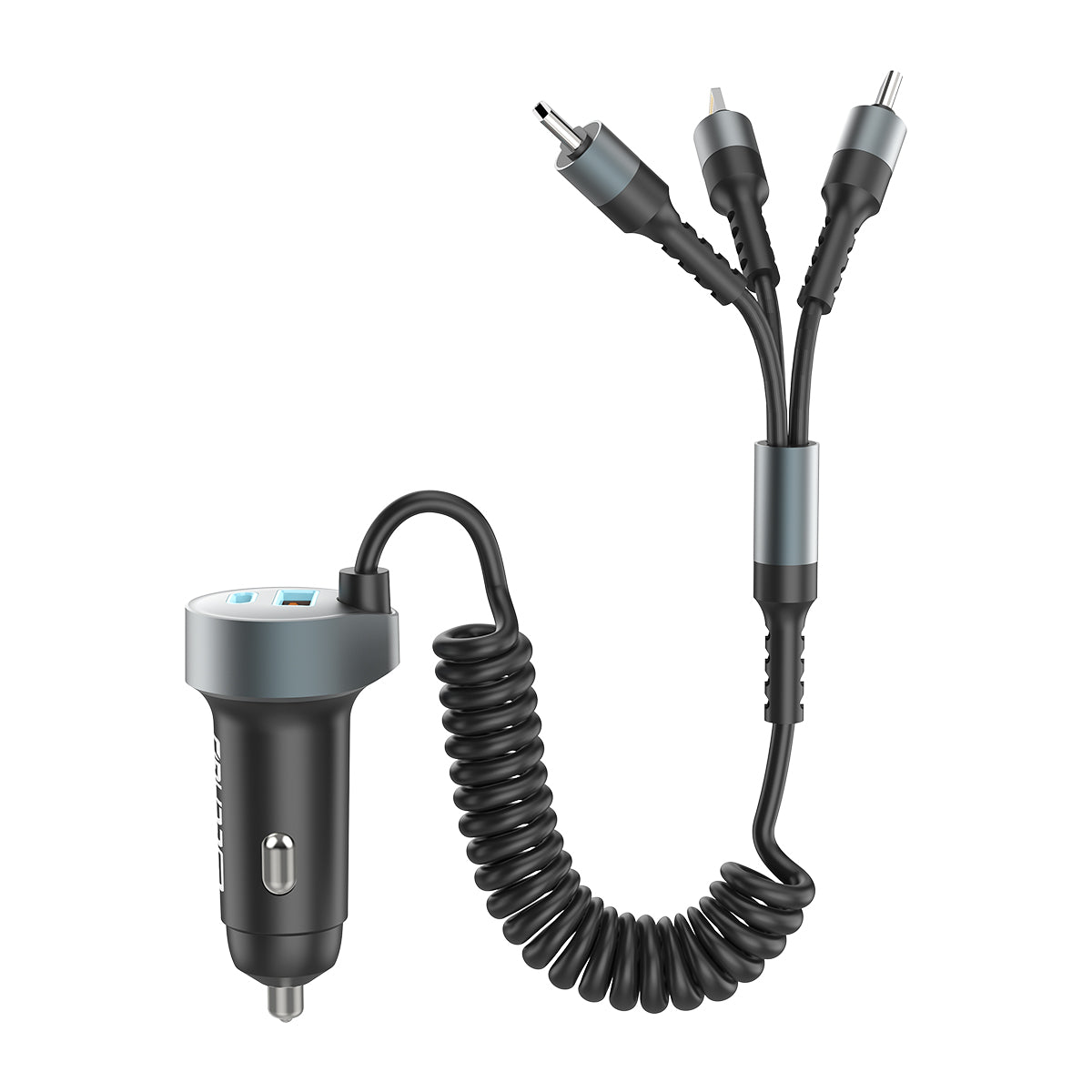 ESEEKGO C-35BK Retractable 60W Car Charger with 3 In 1 Cable (9/90)