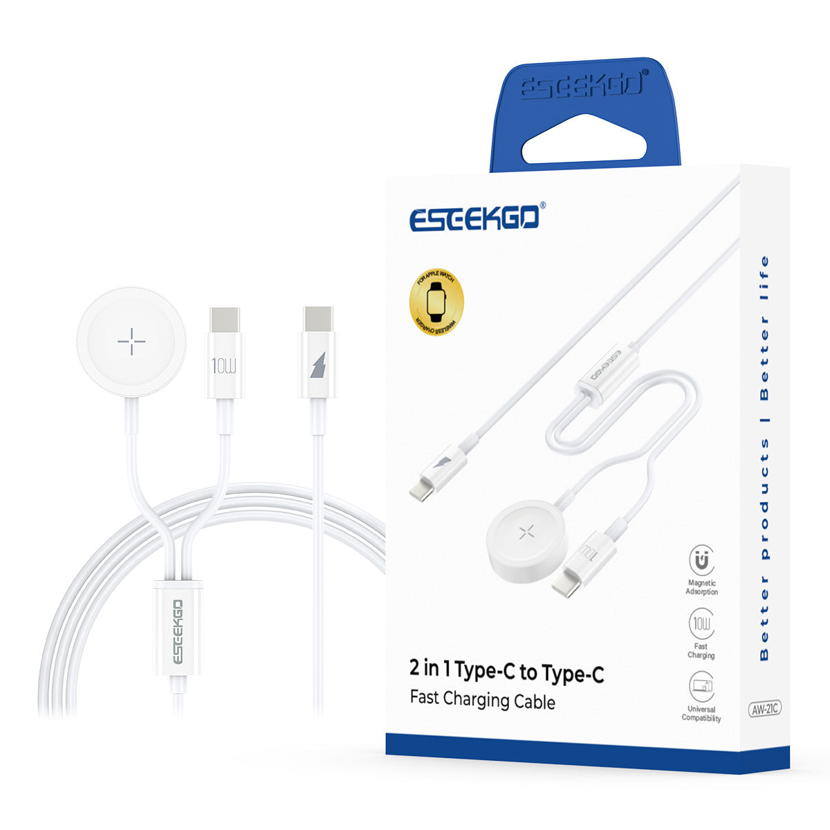 ESEEKGO AW-21C Wireless Fast Charging For Apple Watch & Type-C To Type-C Charging cable (16/160)