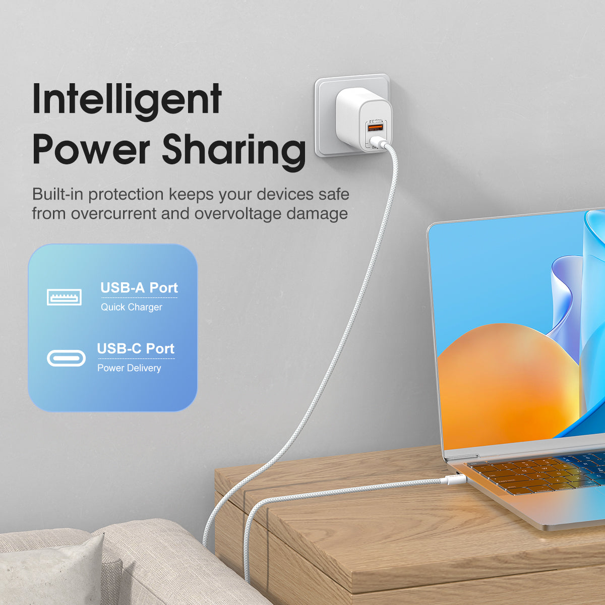 ESEEKGO T-32UC Travel Adapter Type-C To Type-C Fast Charging Cable (8/80)
