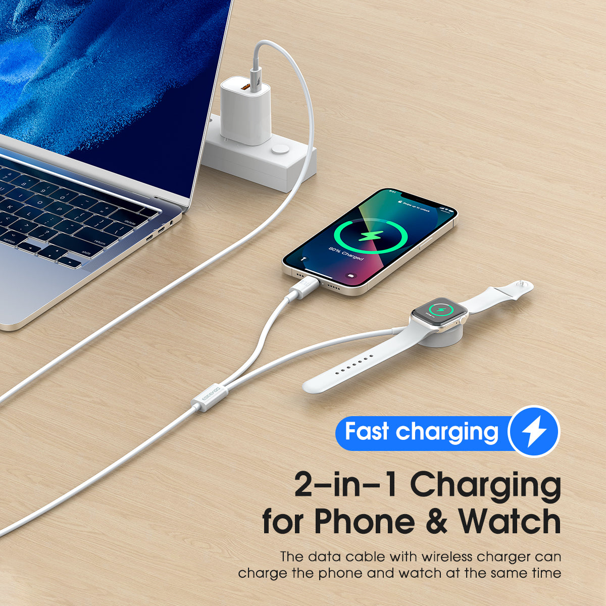 ESEEKGO AW-21L Wireless Fast Charging For Apple Watch & Type-C To 8PIN Charging cable (16/160)