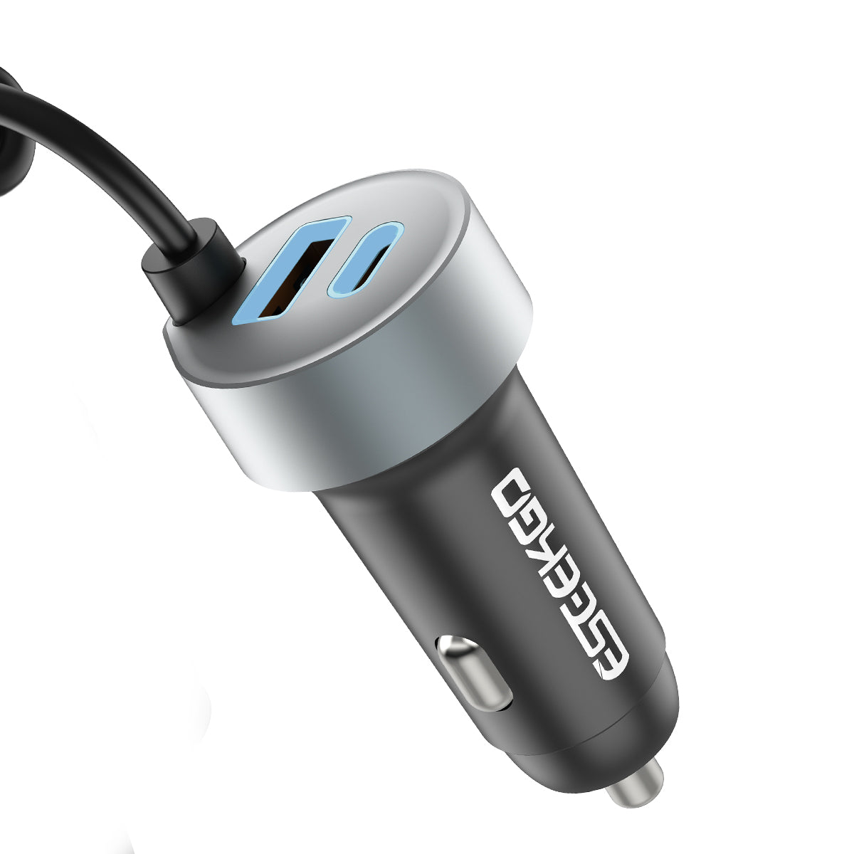 ESEEKGO C-35BK Retractable 60W Car Charger with 3 In 1 Cable (9/90)