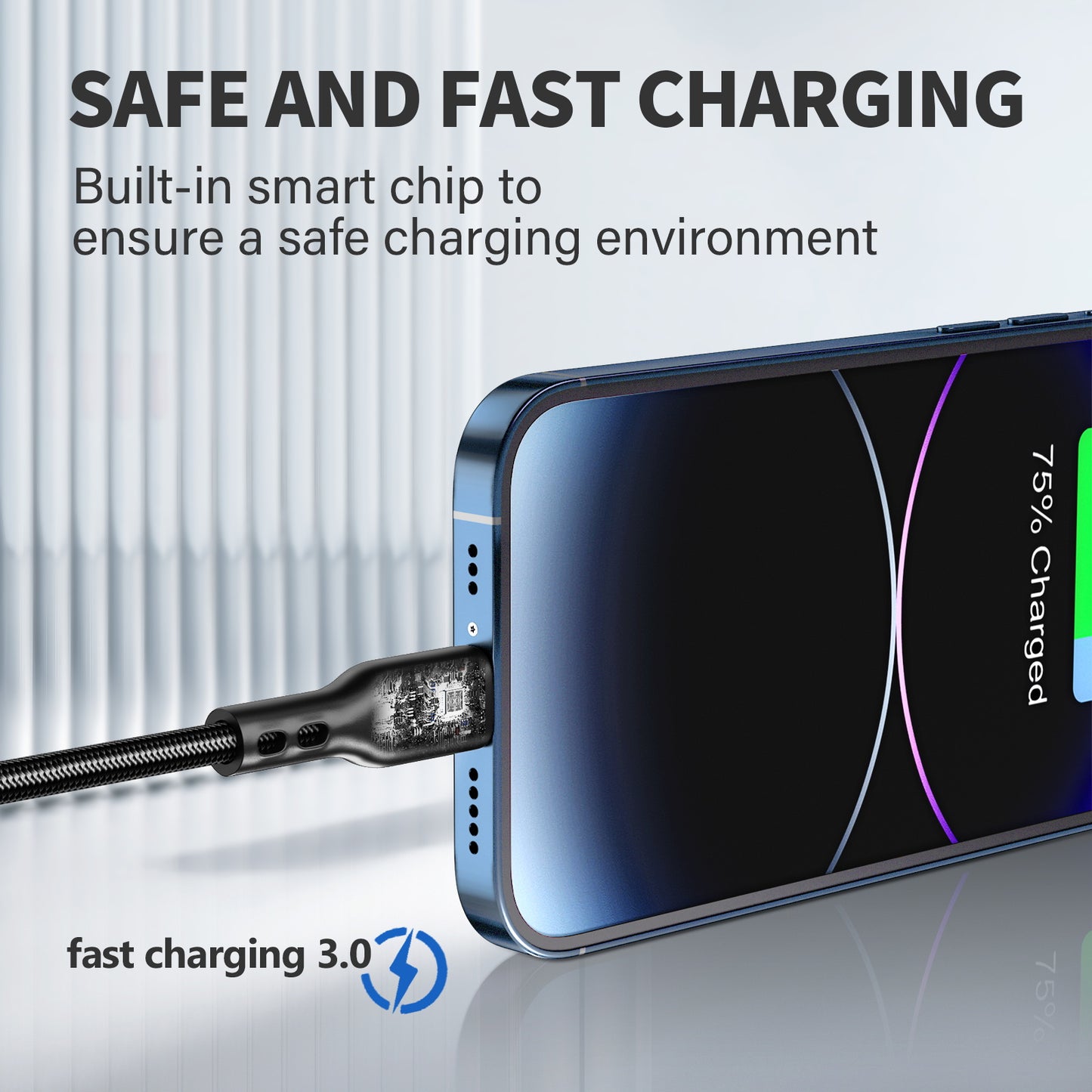 ESEEKGO G-32B 4FT Nylon Braided USB to 8 PIN Data Cable (40/400)