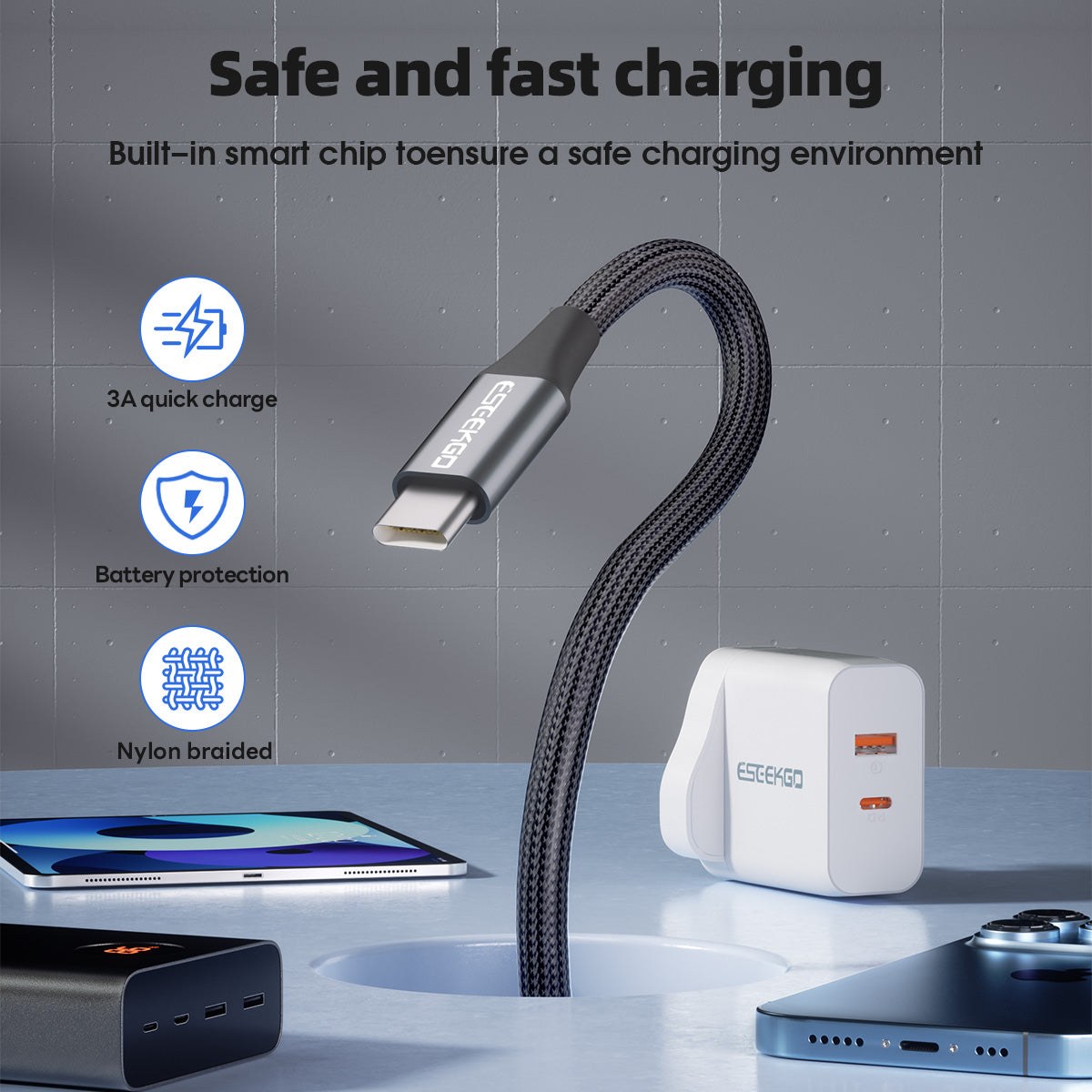 ESEEKGO G-62AC USB-A to Type-C Data Cable(14/140)