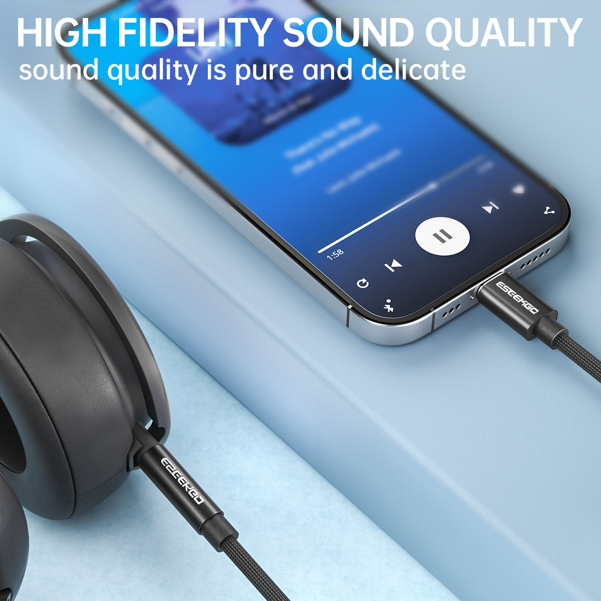 ESEEKGO AX-02 Nylon Braided 8 PIN To 3.5mm Audio Cable (40/400)