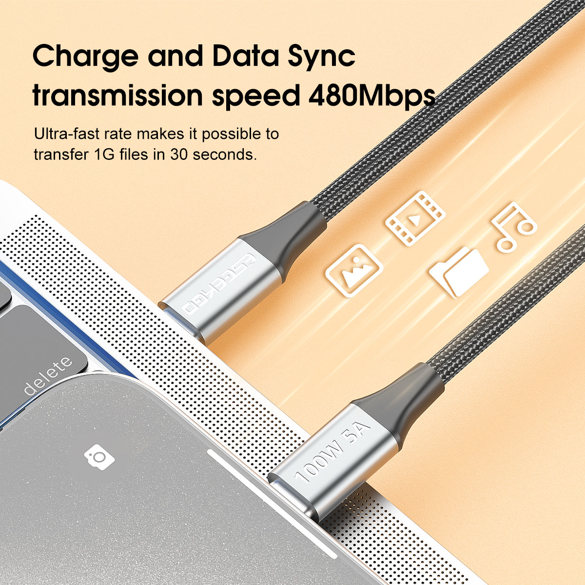 ESEEKGO ES-C200 USB-C To USB-C 100W/5A Data Cable (12/120)