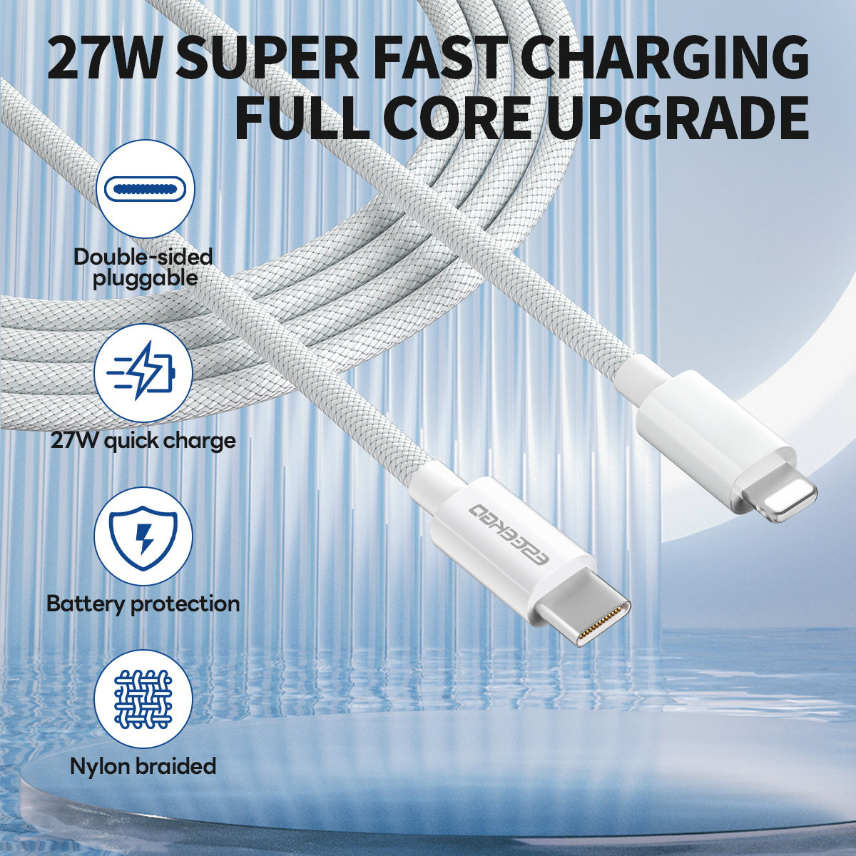 ESEEKGO G-112C Nylon Braided Type-C to 8 PIN Data Cable (40/240)