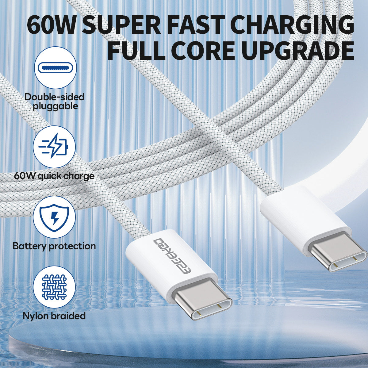 ESEEKGO G-111C Nylon Braided Type-C to Type-C Data Cable (40/240)