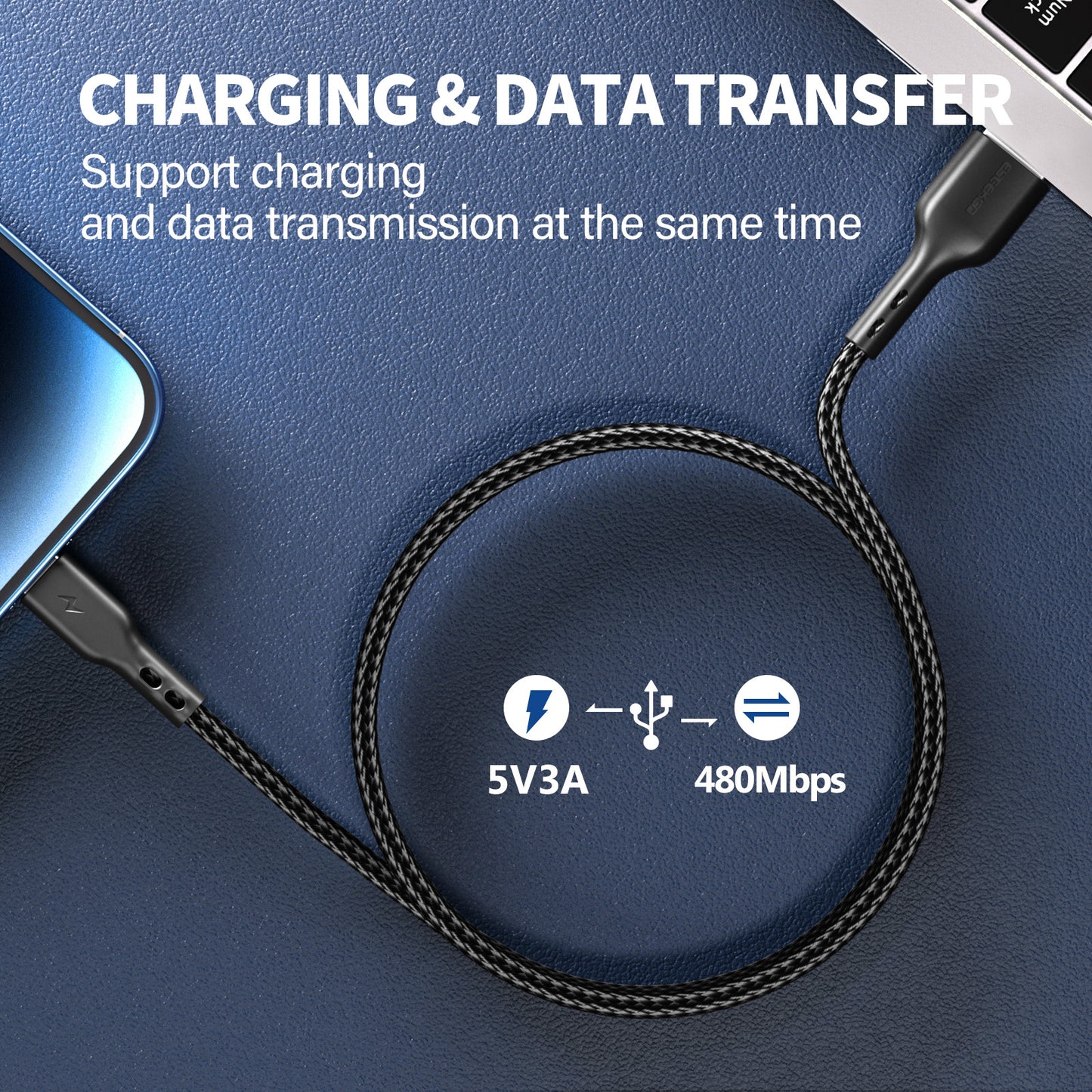 ESEEKGO G-31B 4FT Nylon Braided USB To Type-C Data Cable (40/400)