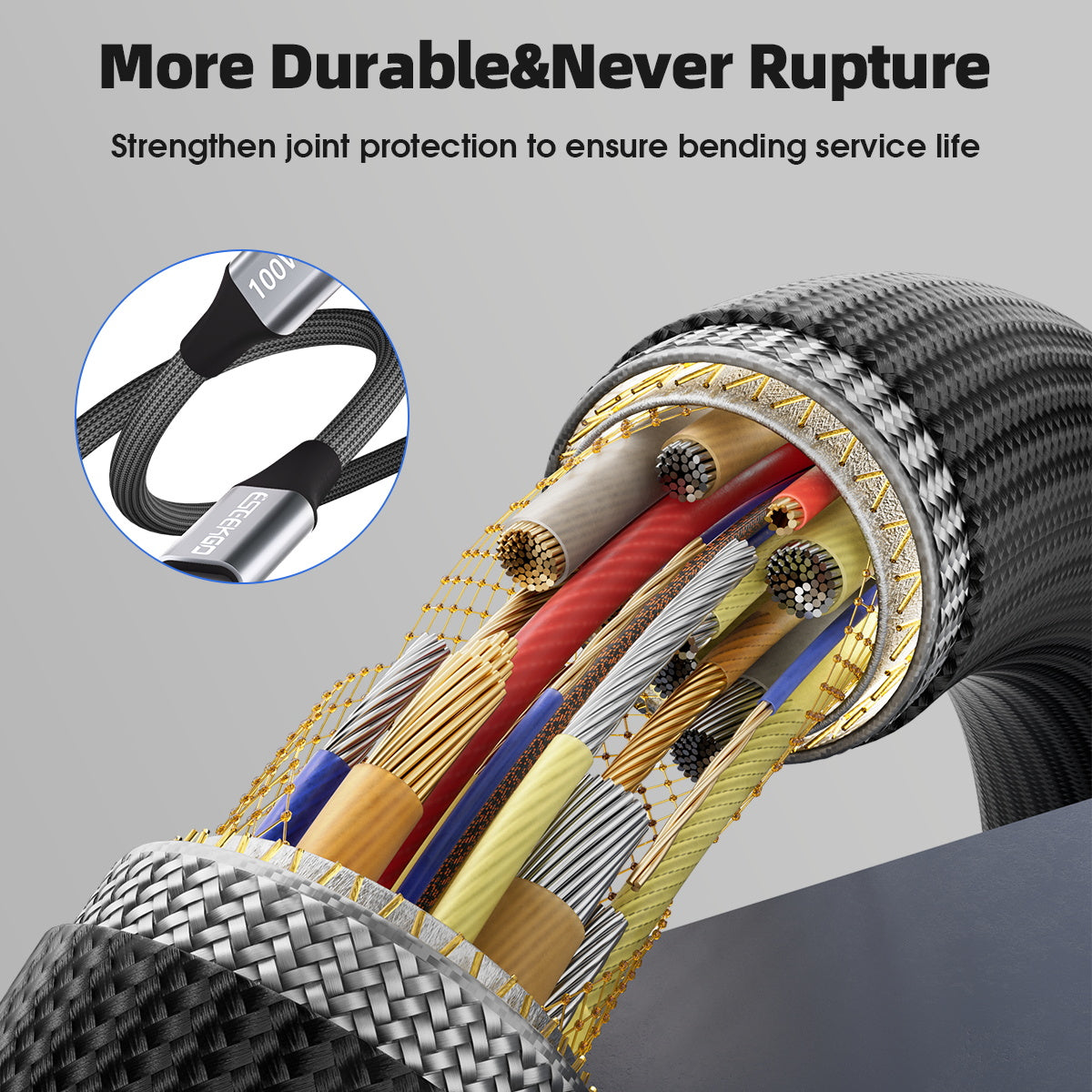 ESEEKGO ES-C100 3.3FT USB-C To USB-C 100W/5A Data Cable (14/140)