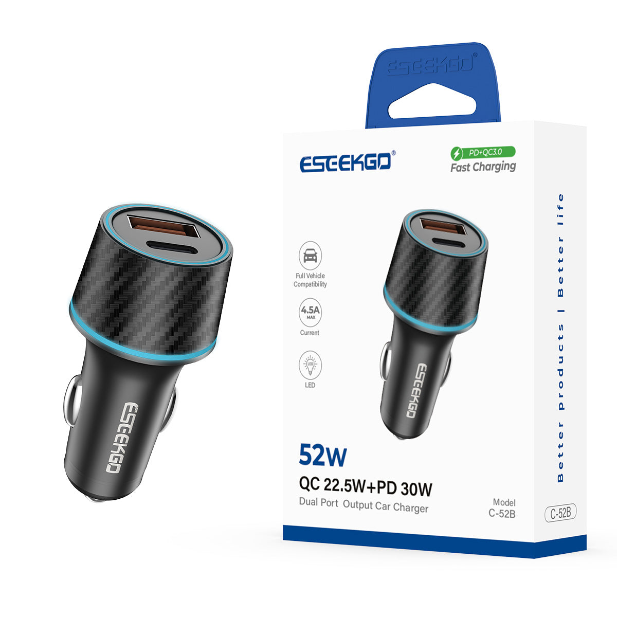 ESEEKGO C-52B 52.5W Car Charger (10/100)