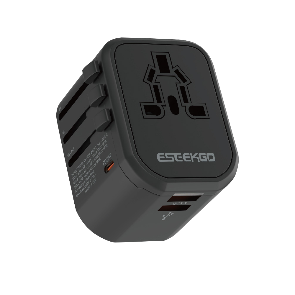 ESEEKGO JY-303S-PD PD20W+QC3.0 International Travel Adapter(US/UK/AU/EU)