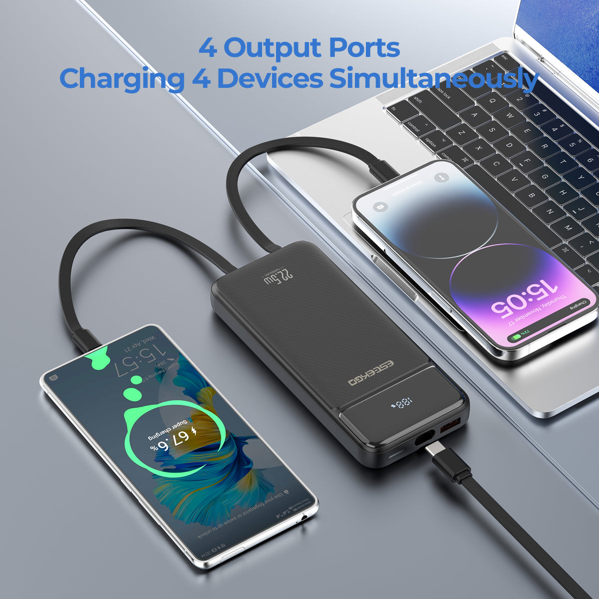 ESEEKGO P-12B 10000 mAh Power Bank With Built-in 3 Cable(8/48)