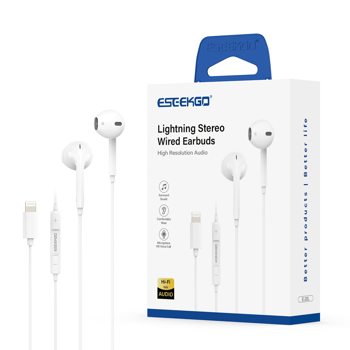 ESEEKGO E-20L 8 PIN Hi-Fi Music Wired Earphone (10/100)