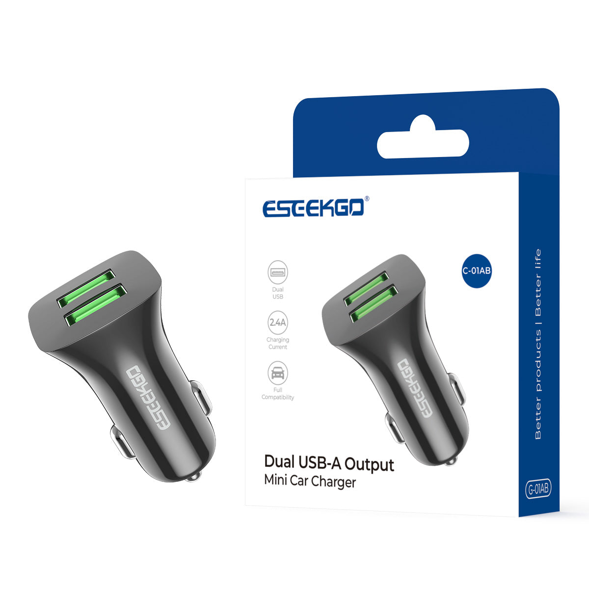 ESEEKGO C-01AB Dual USB-A Car Charger (20/200)