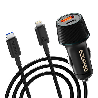 ESEEKGO CC-52L 52.5W Car Charger Type-C To Lightning Charging Cable (8/80)