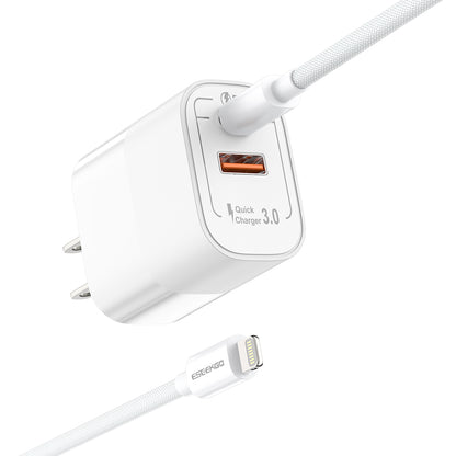ESEEKGO T-32UL Travel Adapter Type-C To 8 PIN Fast Charging Cable (8/80)