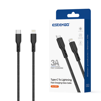 ESEEKGO G-3CL Nylon Braided Type-C To 8 PIN Data Cable (12/120)