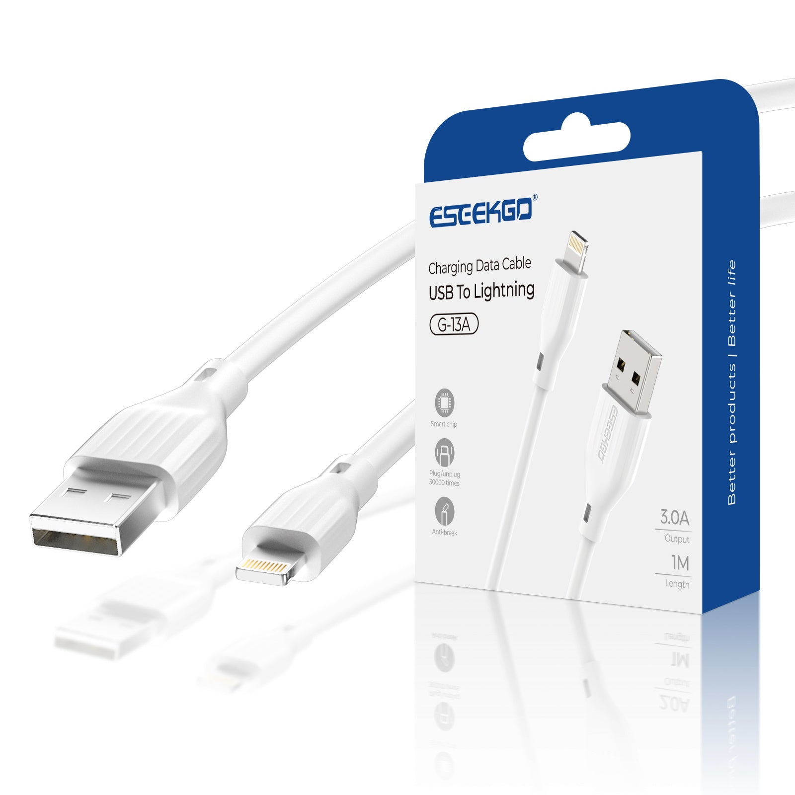 80pin Data Cable ESEEKGO G-13A 60W 3.0A 3.3FT USB to 8 PIN Data Cable (40/400)