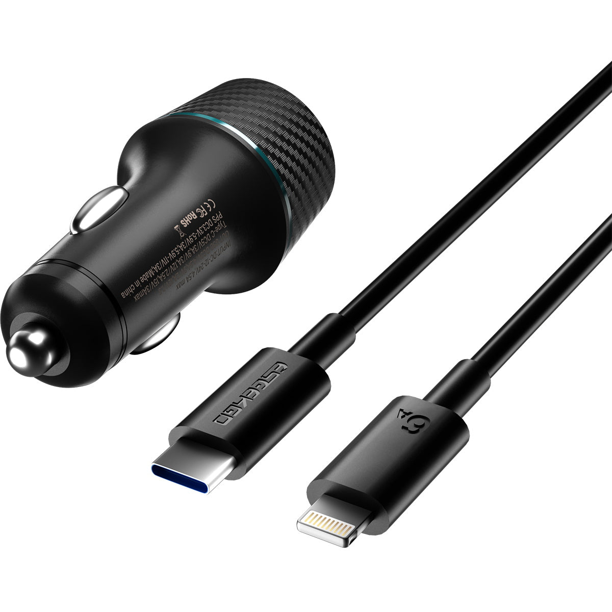 ESEEKGO CC-52L 52.5W Car Charger Type-C To Lightning Charging Cable (8/80)