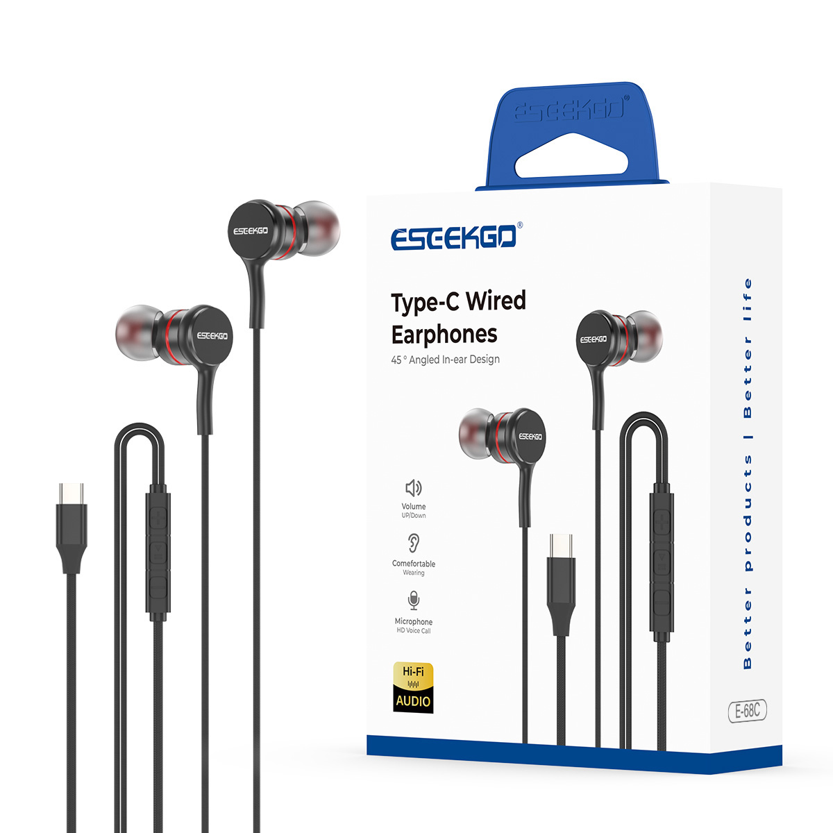 ESEEKGO E-68C Type-C Stereo Wired Earbuds(10/100)