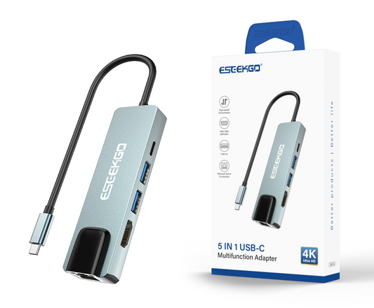 ESEEKGO HB-04 HDMI HUB 5 IN 1 USB-C Multifunction Adapter(10/100)