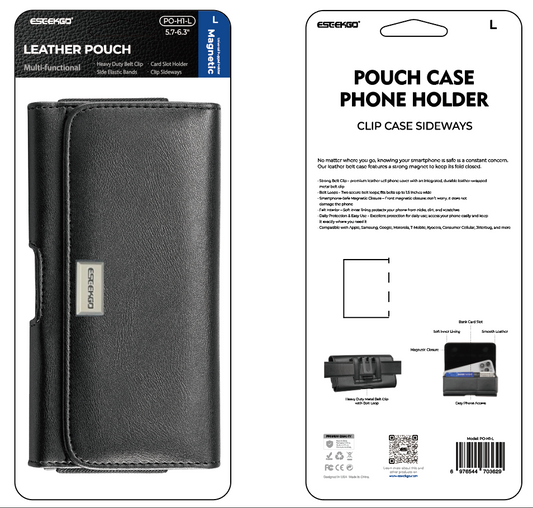 ESEEKGO Universal Magnetic Leather Phone Pouch PO-H1-L Suitable for 5.7-6.3 inch mobile phones (20/120)