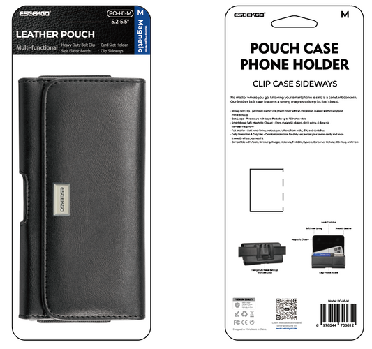 ESEEKGO Universal Magnetic Leather Phone Pouch PO-H1-M Suitable for 5.2-5.5 inch mobile phones (20/120)