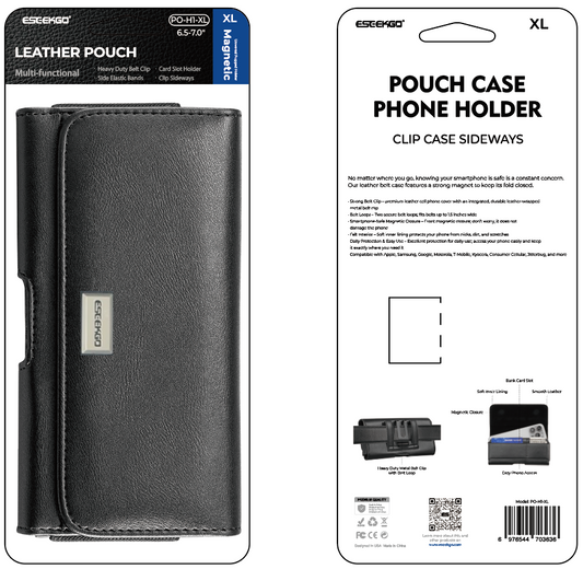ESEEKGO Universal Magnetic Leather Phone Pouch PO-H1-XL Suitable for 6.5-7.0 inch mobile phones (20/120)