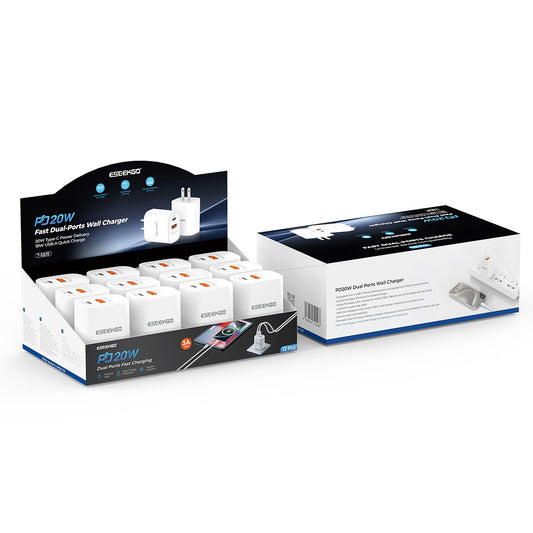 ESEEKGO T-32US 20W USB-A+USB-C Travel Adapter Set 12pcs(12/144)