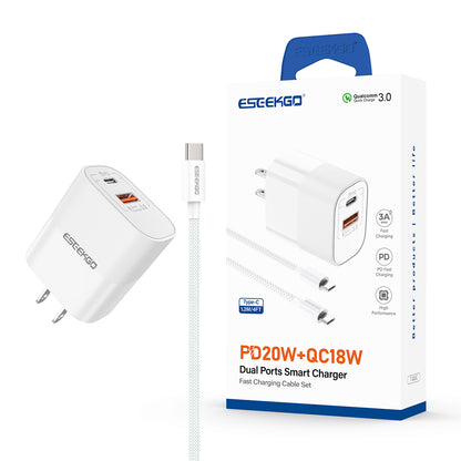 ESEEKGO T-32UC Travel Adapter Type-C To Type-C Fast Charging Cable (8/80)