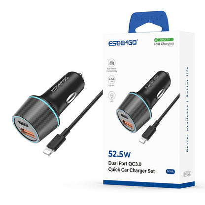 ESEEKGO CC-52L 52.5W Car Charger Type-C To Lightning Charging Cable (8/80)